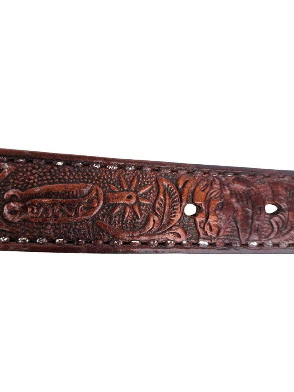Vintage Mexican Hand Tooled Leather Belt JUAN Hecho en Mexico Western S/30 - Picture 14 of 16